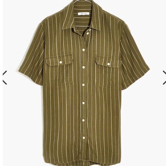 Madewell Lightspun Short-Sleeve Flap-Pocket Shirt in Stripe - Picture 5 of 8